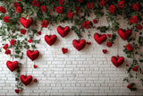 Allenjoy Valentine Brick Wall With Floral And Hearts Photography Backdrop Gbsx-01301