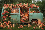 Allenjoy Valentine Floral Vintage Campervan Photography Backdrop Gbsx-01327