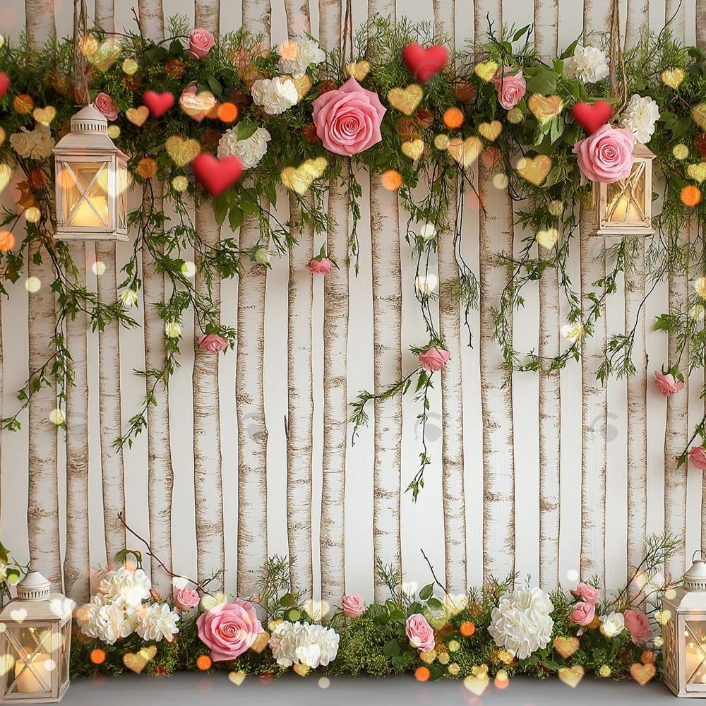 Allenjoy Valentine Flower Garland Trees Photography Backdrop Gbsx-01363