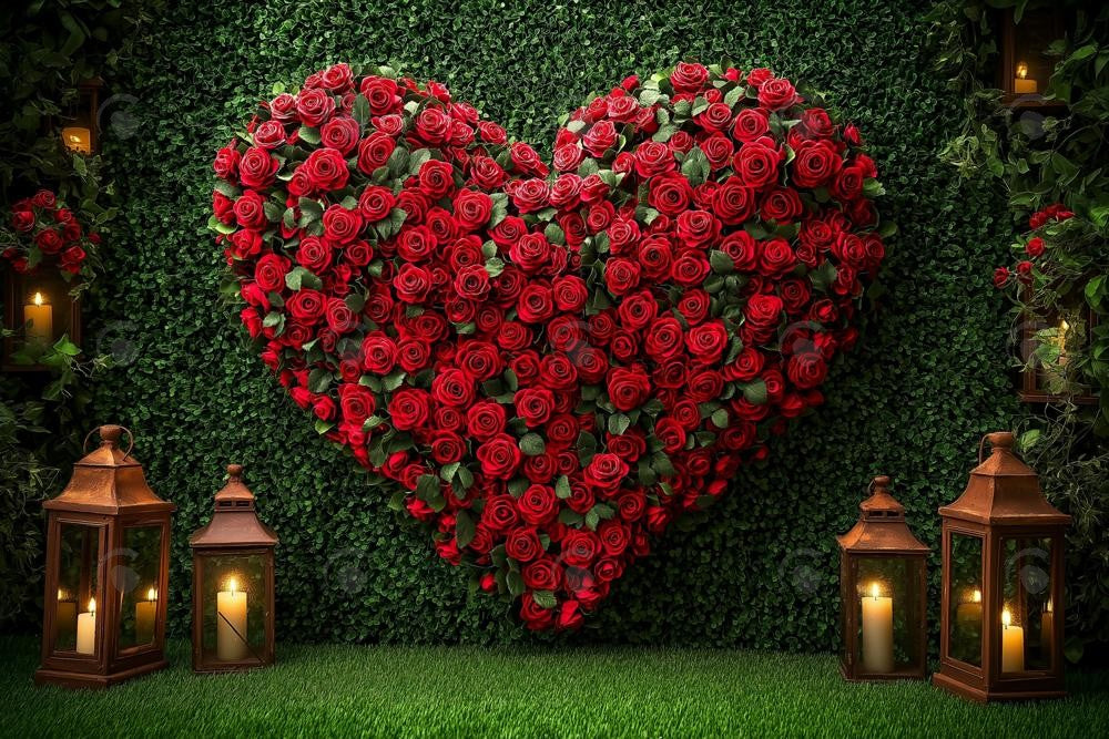 Allenjoy Valentine Garden Of Heart Roses Photography Backdrop Gbsx-01410