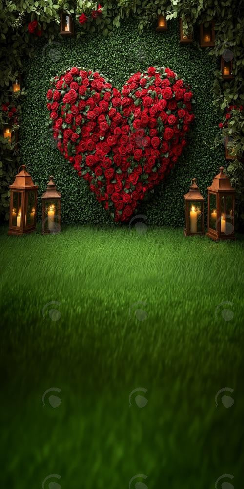 Allenjoy Valentine Garden Of Heart Roses Photography Backdrop Gbsx-01411