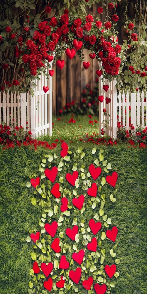 Allenjoy Valentine Garden Rose Flower Arch Photography Backdrop Gbsx-01282