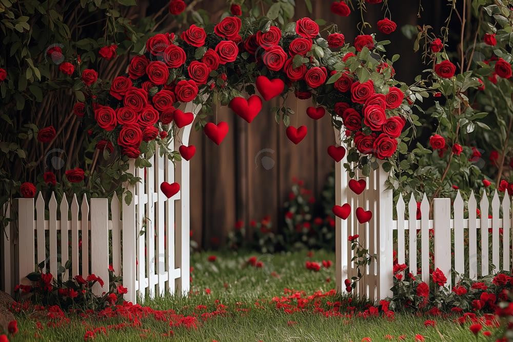 Allenjoy Valentine Garden Rose Flower Arch Photography Backdrop Gbsx-01429