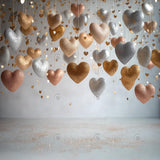 Allenjoy Valentine Hanging Gold And Silver Hearts Photography Backdrop Gbsx-01426