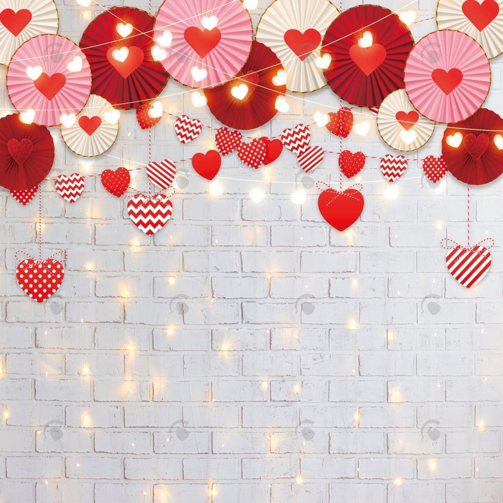 Allenjoy Valentine Hearts Brick Wall Photography Backdrop Gbsx-01268
