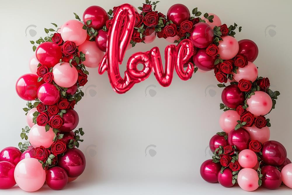 Allenjoy Valentine Love Balloon Arch With Roses Photography Backdrop Gbsx-01414