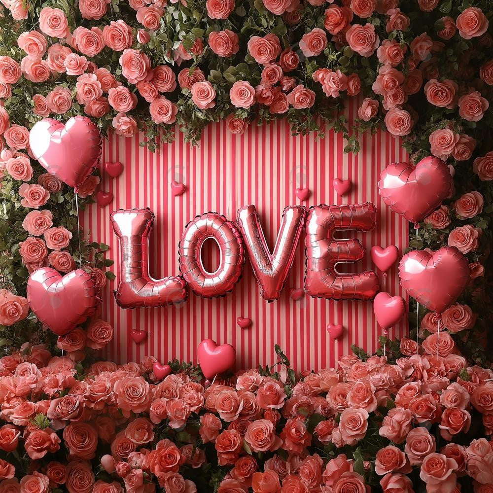 Allenjoy Valentine Love Balloon Roses Photography Backdrop Gbsx-01374