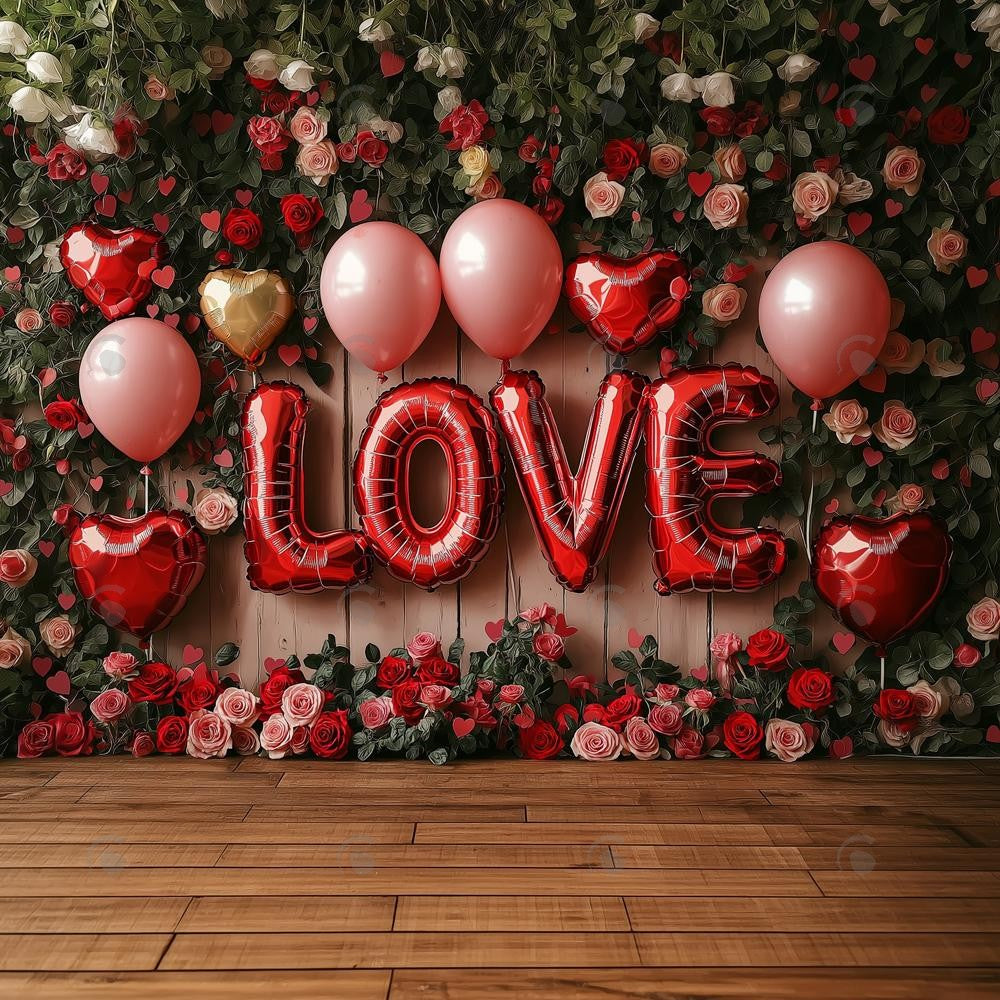 Allenjoy Valentine Love Balloon Roses Photography Backdrop Gbsx-01375