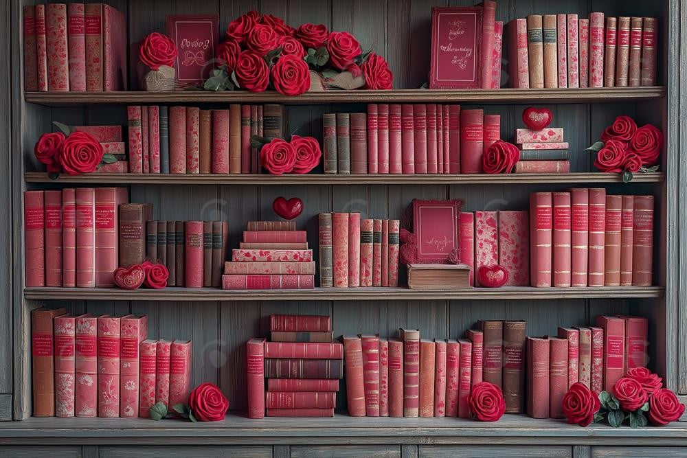 Allenjoy Valentine Love Bookshelf Photography Backdrop Gbsx-01400