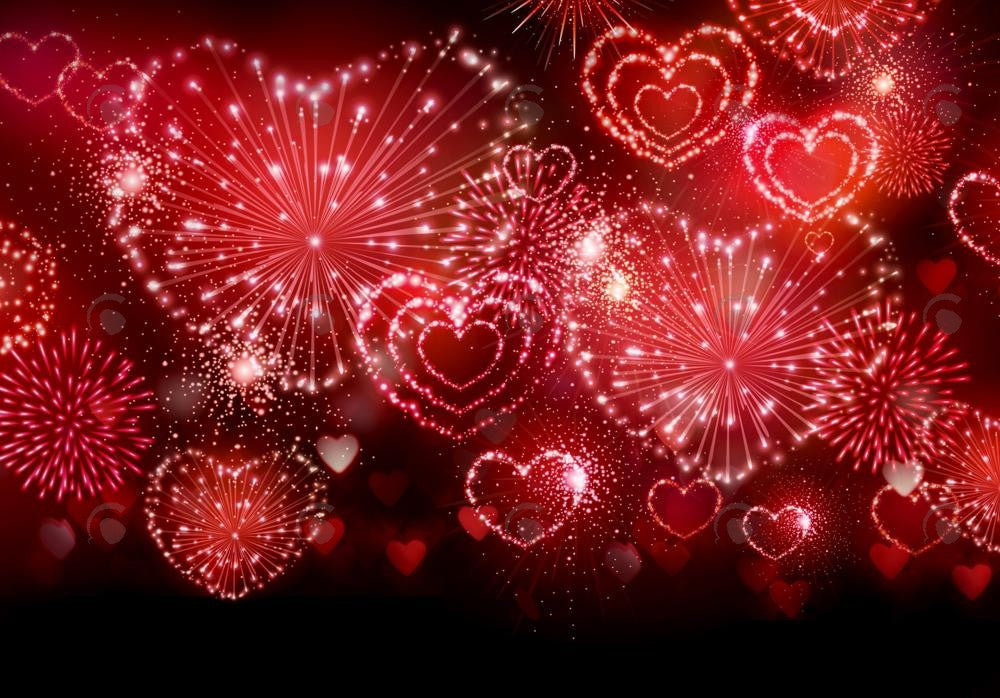 Allenjoy Valentine Love Heart Fireworks Photography Backdrop Gbsx-01262