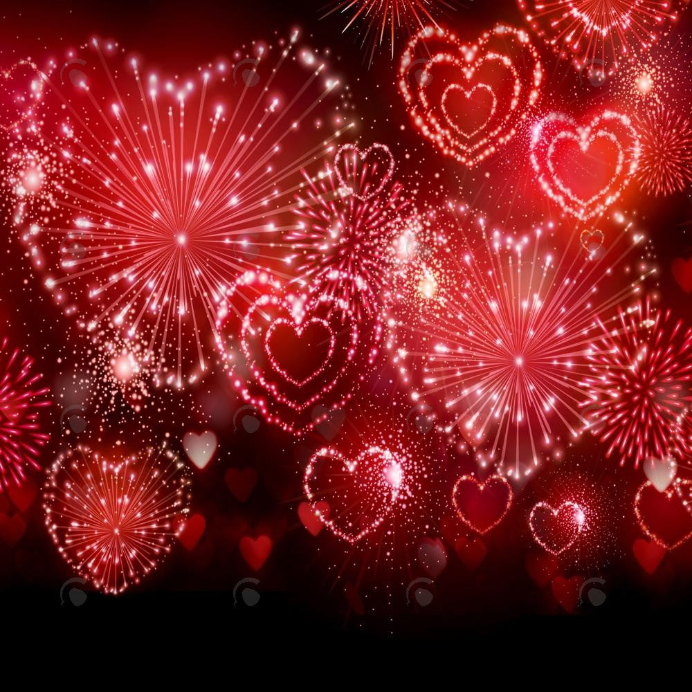 Allenjoy Valentine Love Heart Fireworks Photography Backdrop Gbsx-01262