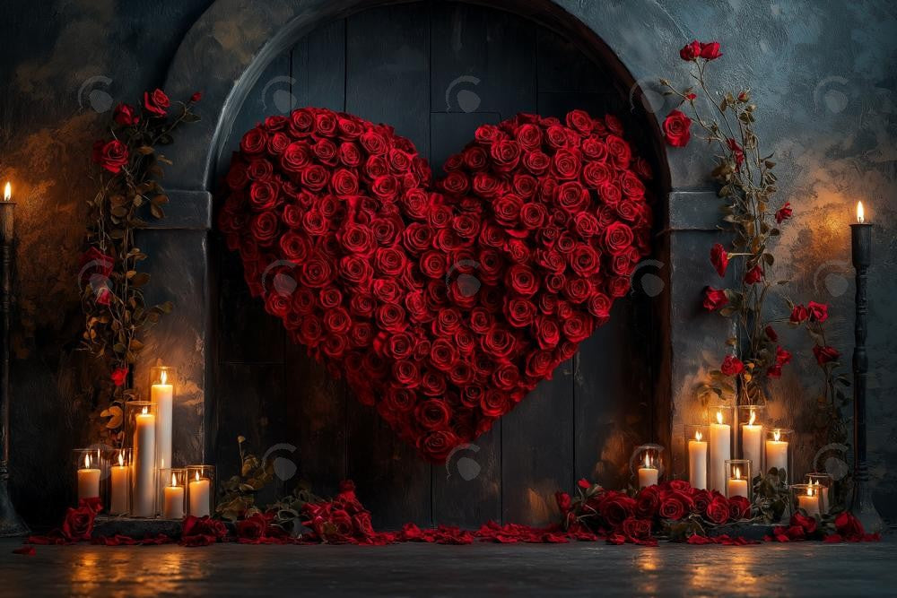 Allenjoy Valentine Love Rose Arched Candle Wall Photography Backdrop Gbsx-01330