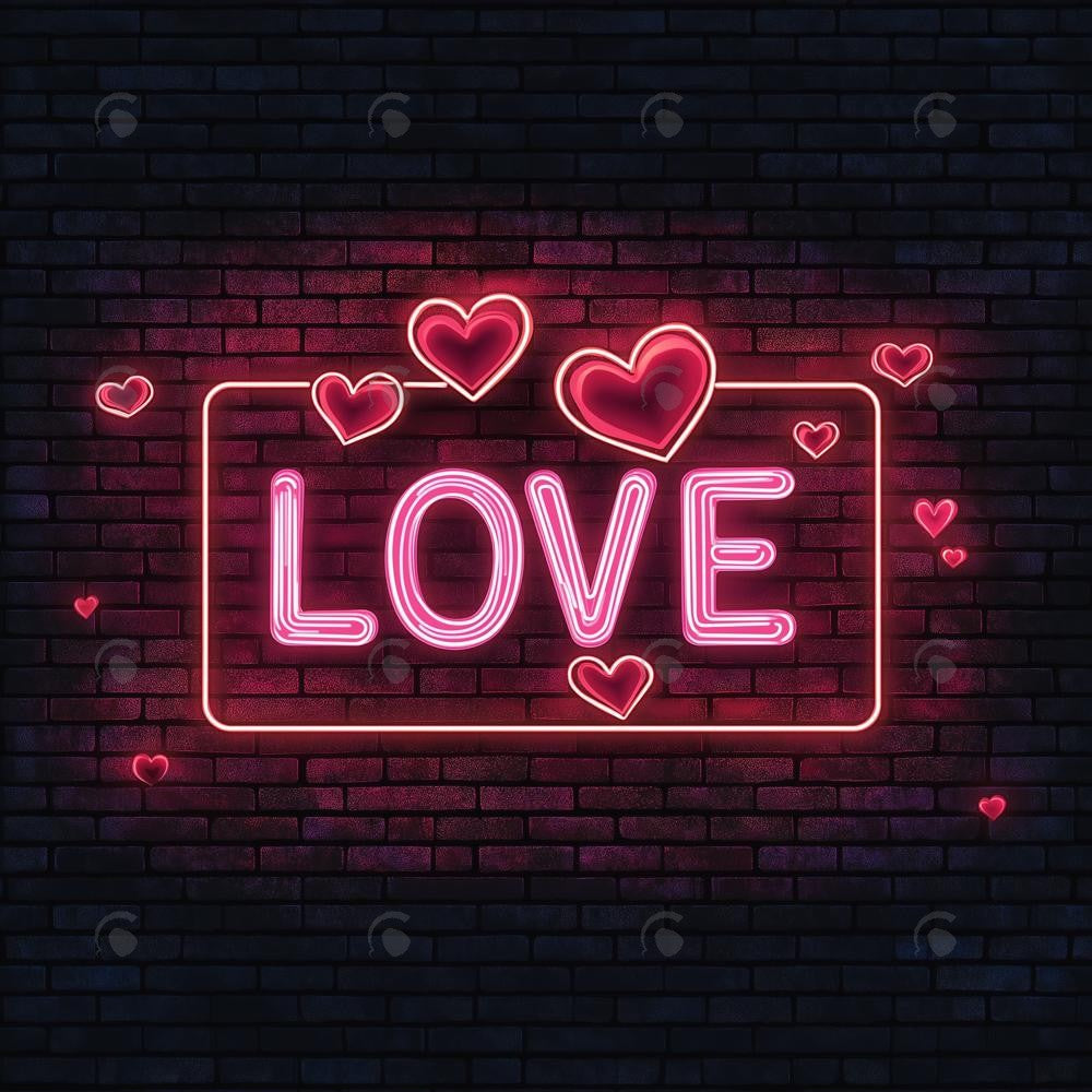 Allenjoy Valentine Neon Love Wall Photography Backdrop Gbsx-01333