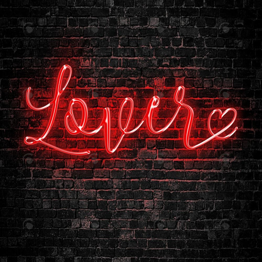 Allenjoy Valentine Neon Lover Dark Brick Wall Photography Backdrop Gbsx-01402