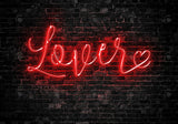 Allenjoy Valentine Neon Lover Dark Brick Wall Photography Backdrop Gbsx-01402