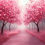 Allenjoy Valentine Painting Pink Heart Forest Photography Backdrop Gbsx-01346