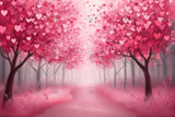 Allenjoy Valentine Painting Pink Heart Forest Photography Backdrop Gbsx-01346
