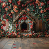 Allenjoy Valentine Pet Wooden Floral Dog House Photography Backdrop Gbsx-01427