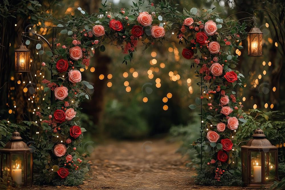 Allenjoy Valentine Picnic Flower Arched Path Photography Backdrop Gbsx-01356