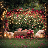 Allenjoy Valentine Picnic With Arched Flower Photography Backdrop Gbsx-01357