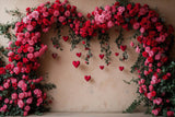 Allenjoy Valentine Pink Floral Arch Photography Backdrop Gbsx-01423