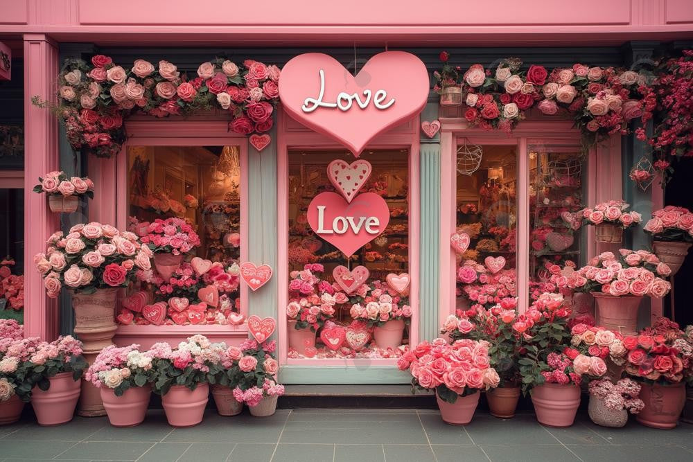 Allenjoy Valentine Pink Love Rose Flower Shop Photography Backdrop Gbsx-01319