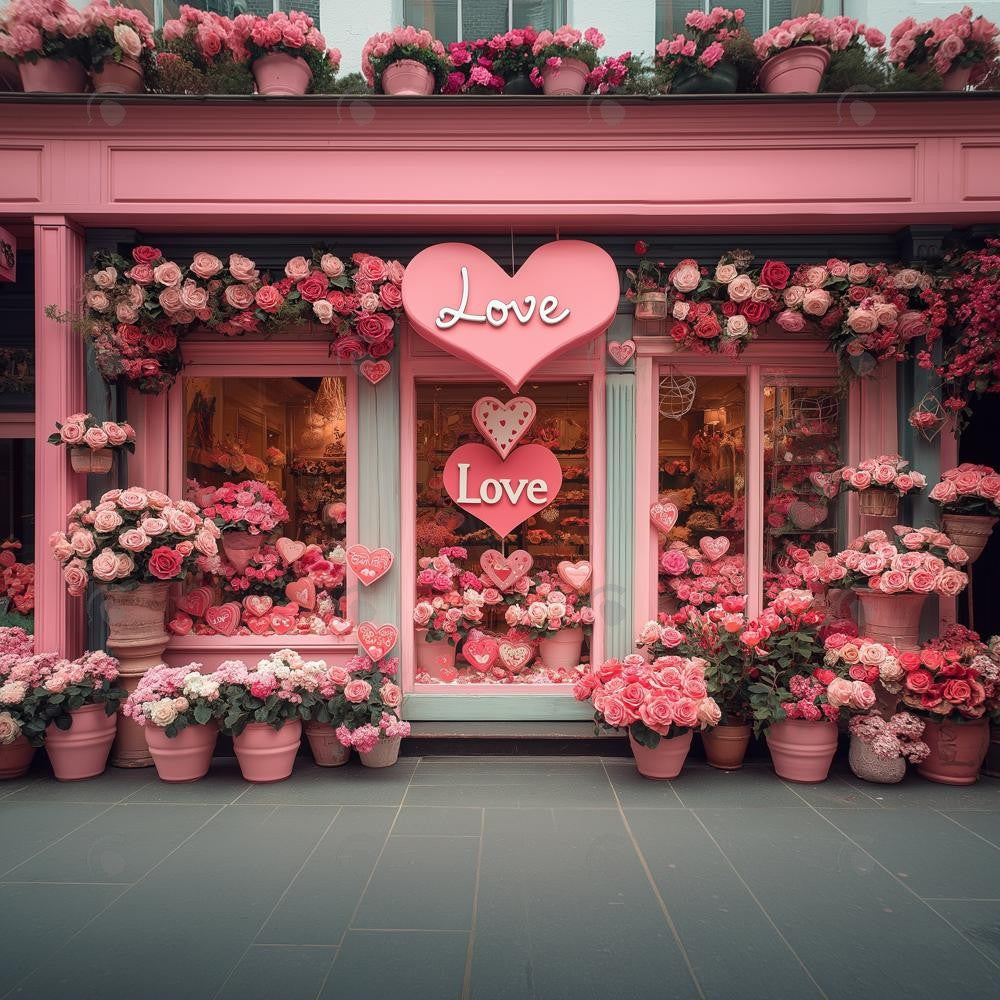 Allenjoy Valentine Pink Love Rose Flower Shop Photography Backdrop Gbsx-01319