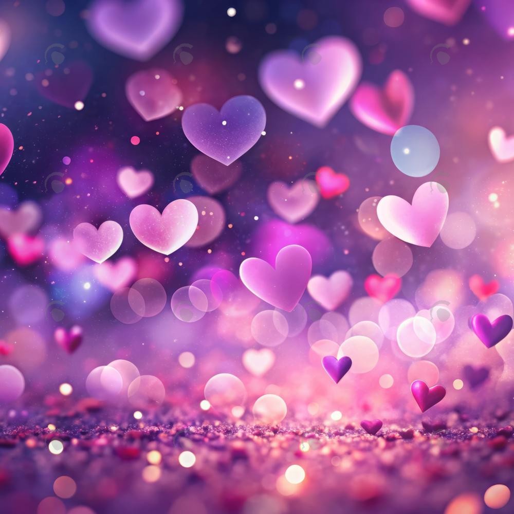 Allenjoy Valentine Purple Bokeh Hearts Photography Backdrop Gbsx-01246