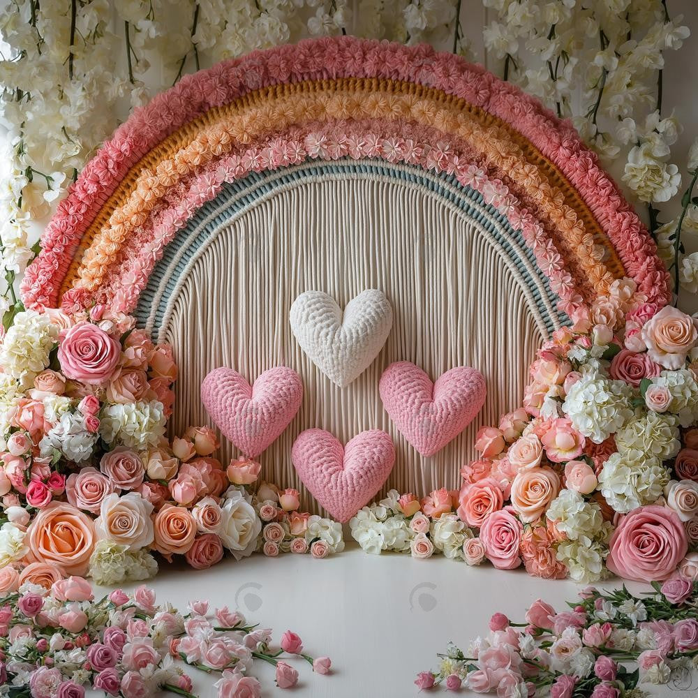 Allenjoy Valentine Rainbow Romance Boho Photography Backdrop Gbsx-01354