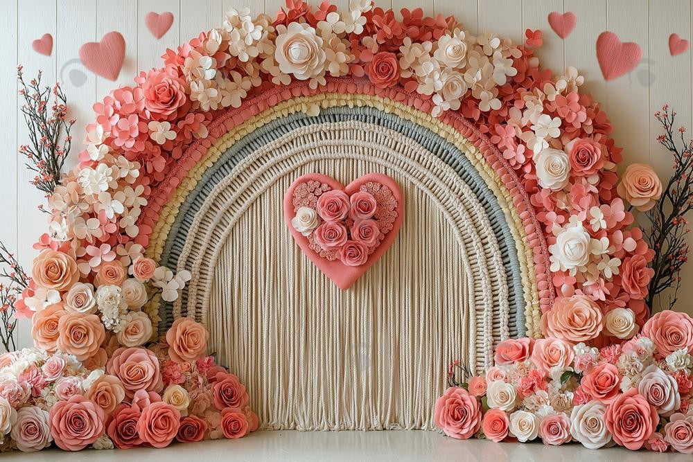 Allenjoy Valentine Rainbow Romance Boho Photography Backdrop Gbsx-01355