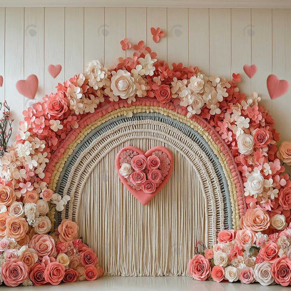 Allenjoy Valentine Rainbow Romance Boho Photography Backdrop Gbsx-01355