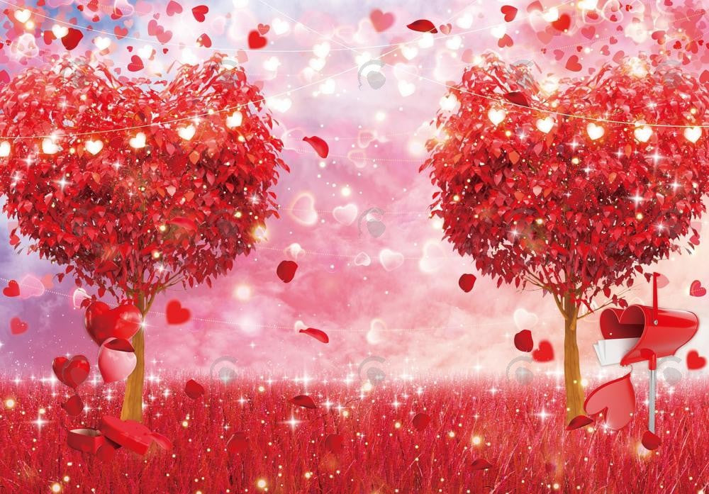 Allenjoy Valentine Red Heart Trees Photography Backdrop Gbsx-01272