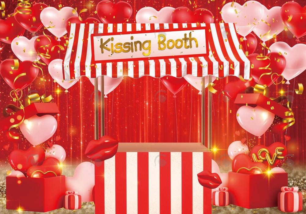 Allenjoy Valentine Red Kissing Booth Photography Backdrop Gbsx-01271