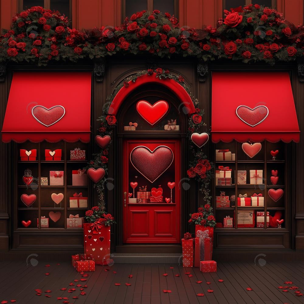 Allenjoy Valentine Red Love Shop Photography Backdrop Gbsx-01359