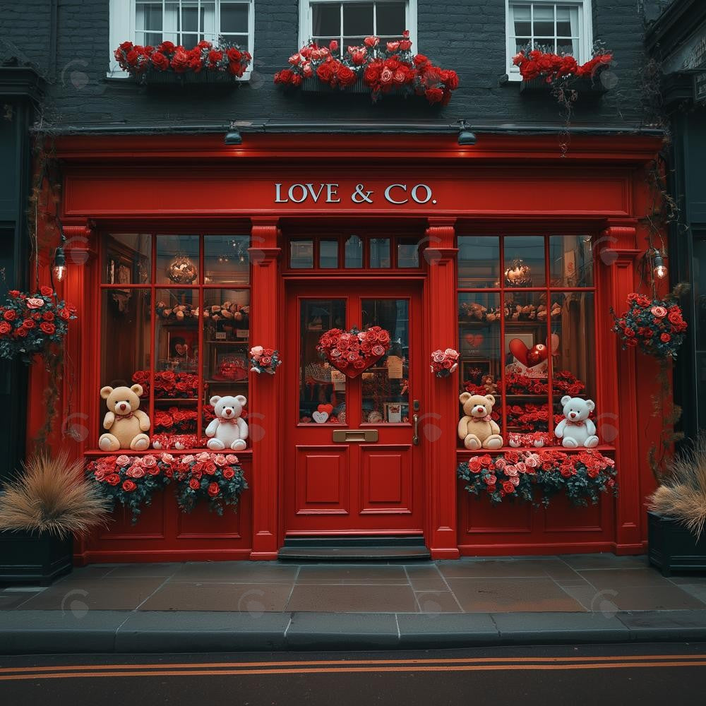 Allenjoy Valentine Red Love Shop Photography Backdrop Gbsx-01392