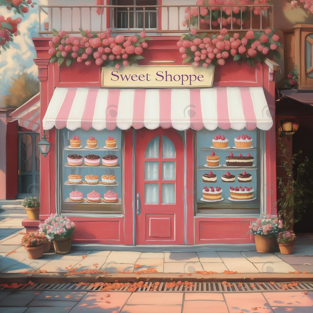 Allenjoy Valentine Red Sweet Shoppe Photography Backdrop Gbsx-01351