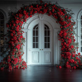 Allenjoy Valentine Red Walls And White Doors Flower Photography Backdrop Gbsx-01416