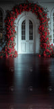 Allenjoy Valentine Red Walls And White Doors Flower Photography Backdrop Gbsx-01416