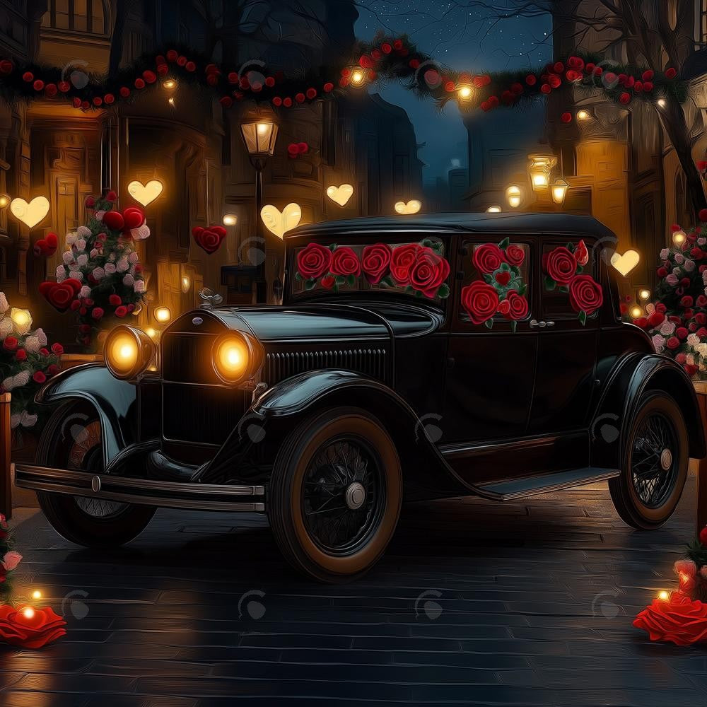 Allenjoy Valentine Retro Street Classic Car Photography Backdrop Gbsx-01358