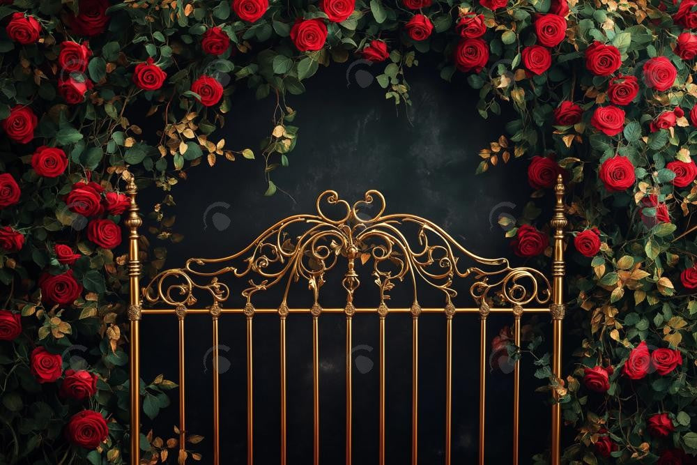 Allenjoy Valentine Rose Golden Headboard Boudoir Photography Backdrop Gbsx-01329