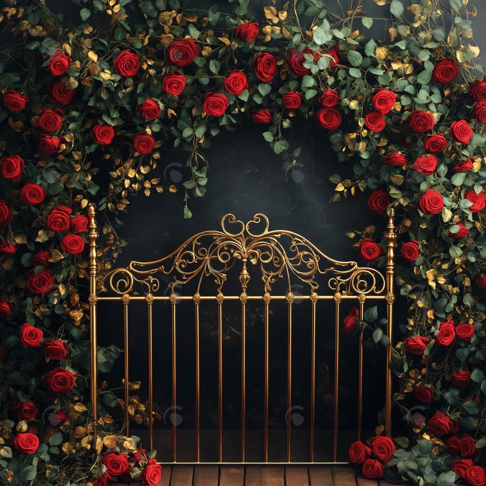 Allenjoy Valentine Rose Golden Headboard Boudoir Photography Backdrop Gbsx-01329