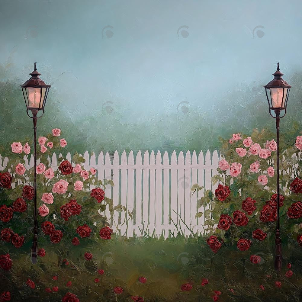Allenjoy Valentine Spring Flower Garden Fence Photography Backdrop Gbsx-01341