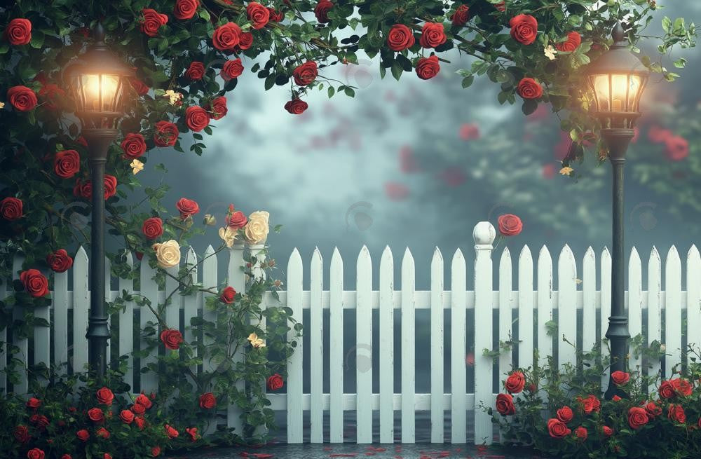 Allenjoy Valentine Spring Flower Garden Fence Photography Backdrop Gbsx-01342