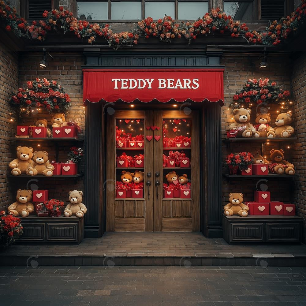 Allenjoy Valentine Teddy Bears Shop Photography Backdrop Gbsx-01397