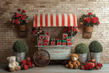 Allenjoy Valentine Vintage Floral Cart With Teddy Bears Photography Backdrop Gbsx-01390