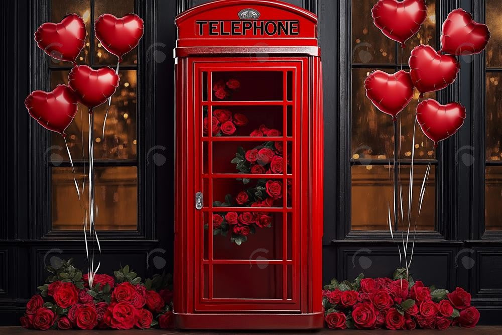 Allenjoy Valentine Vintage Telephone Booth Photography Backdrop Gbsx-01344