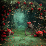 Allenjoy Valentine Whimsical Forest Floral And Old Bike Photography Backdrop Gbsx-01413