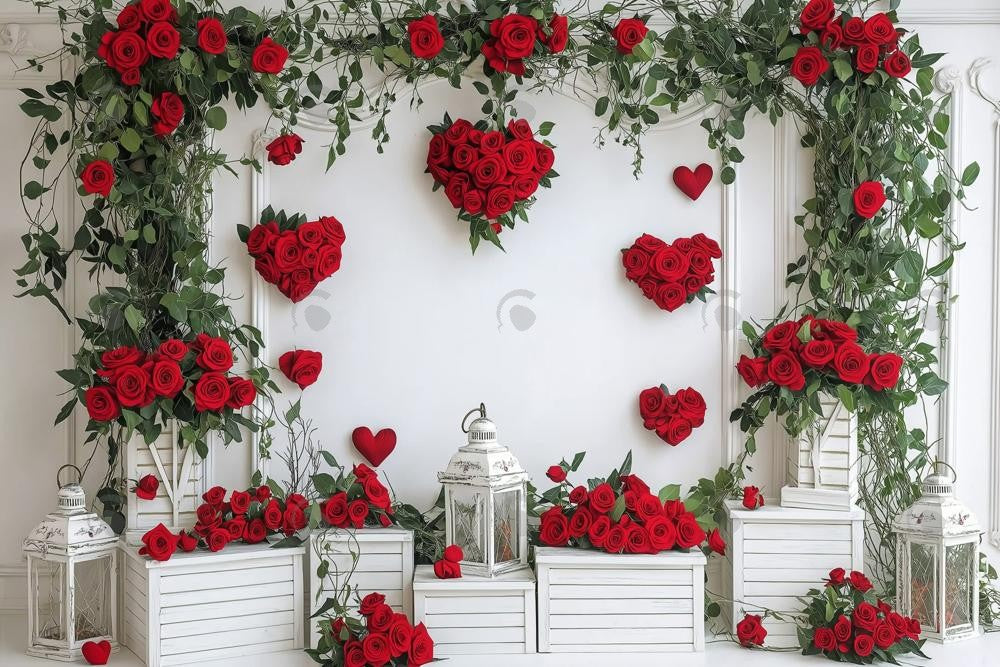 Allenjoy Valentine White Vintage Wall With Flower Photography Backdrop Gbsx-01309