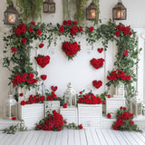 Allenjoy Valentine White Vintage Wall With Flower Photography Backdrop Gbsx-01309