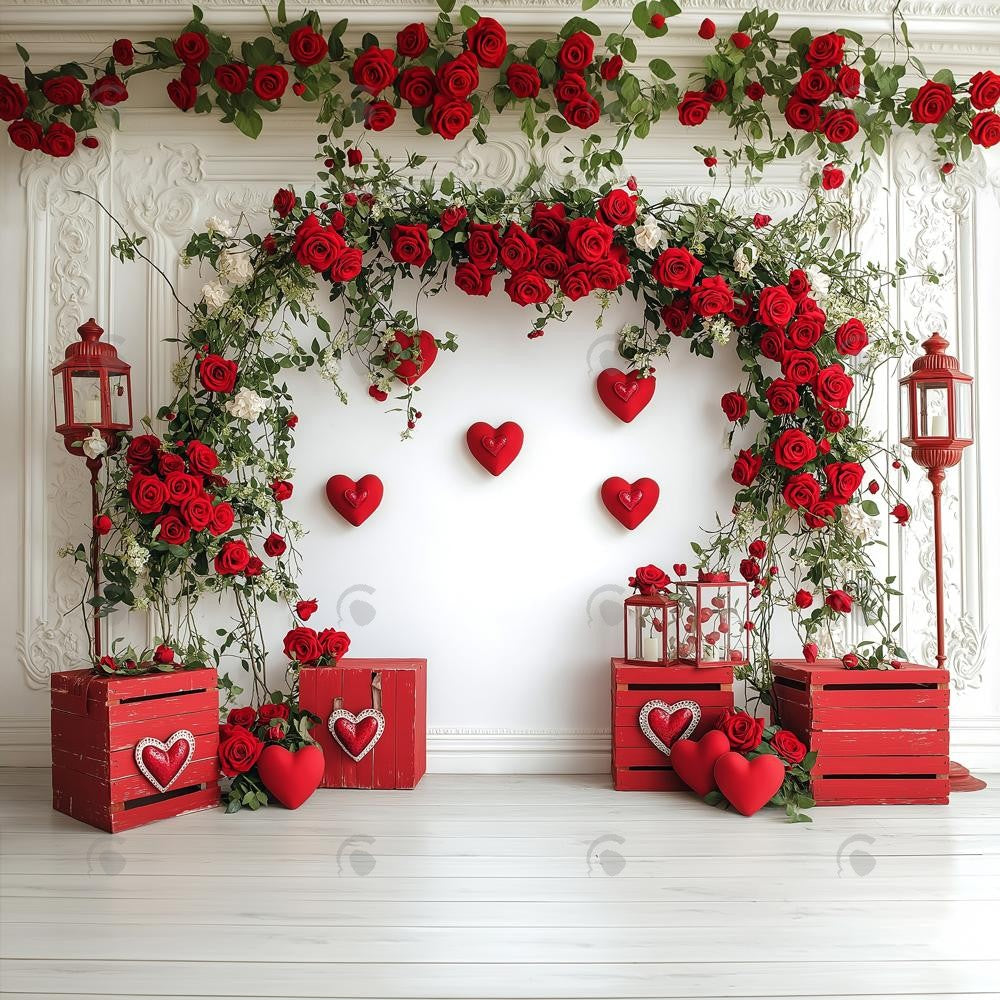Allenjoy Valentine White Vintage Wall With Flower Photography Backdrop Gbsx-01310